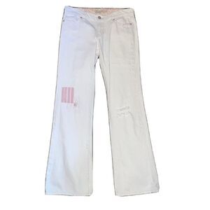 Old Navy Special Edition Pants‎ Women’s Sz 2 Super Low Waist Bootcut White Patch
